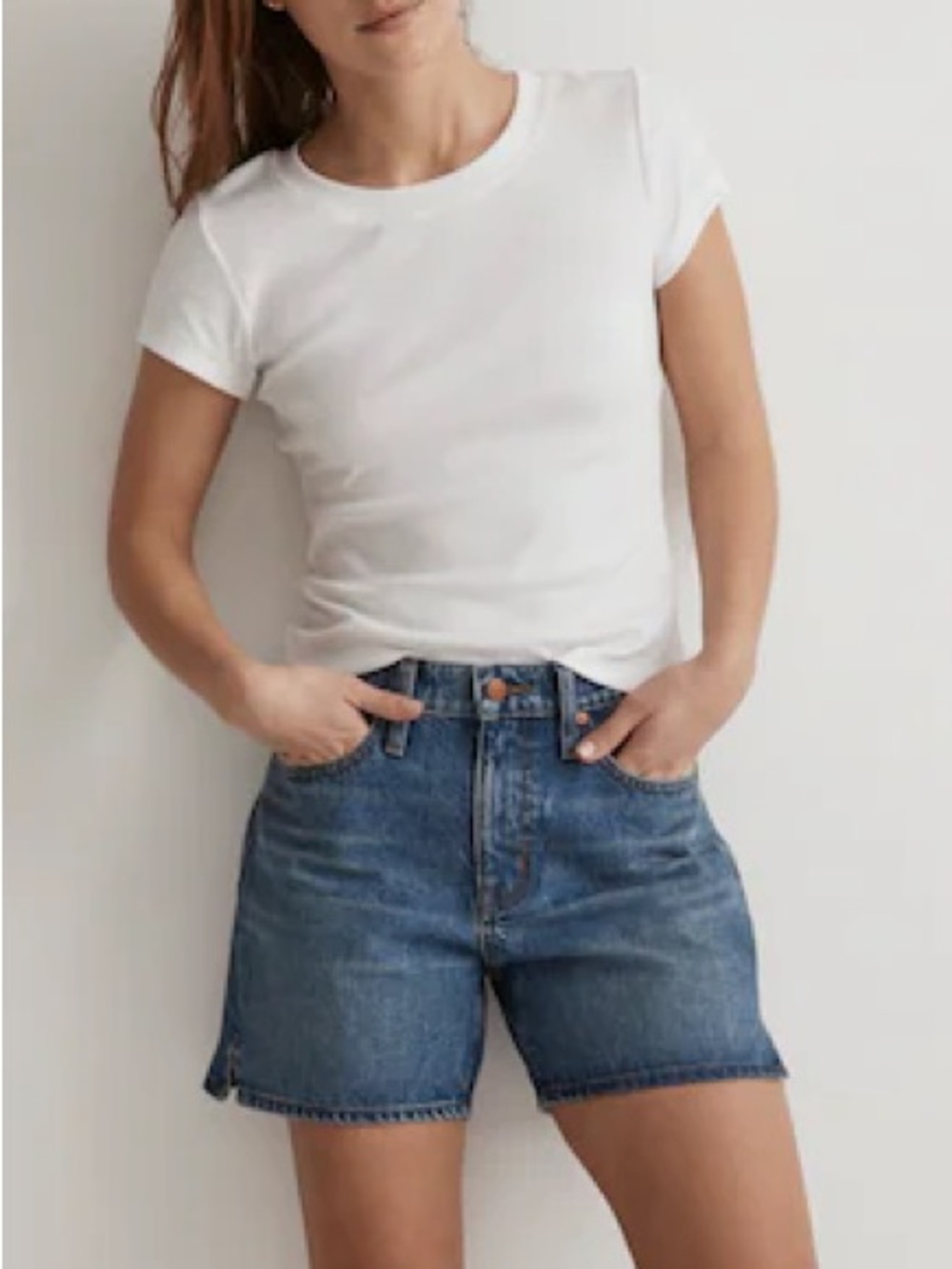 Madewell Relaxed Mid Length Denim Jean Shorts Kimbrough Wash Rigid Size 28 6